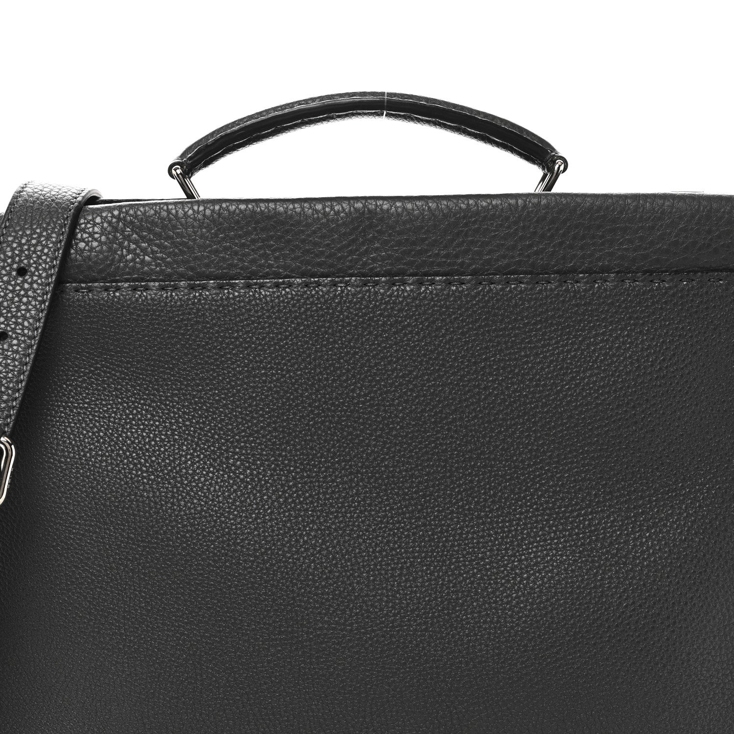 Fendi Cuoio Romano Selleria Bi-Color Large Peekaboo Iconic Fit Satchel Asfalto Lavagna 8 of 10