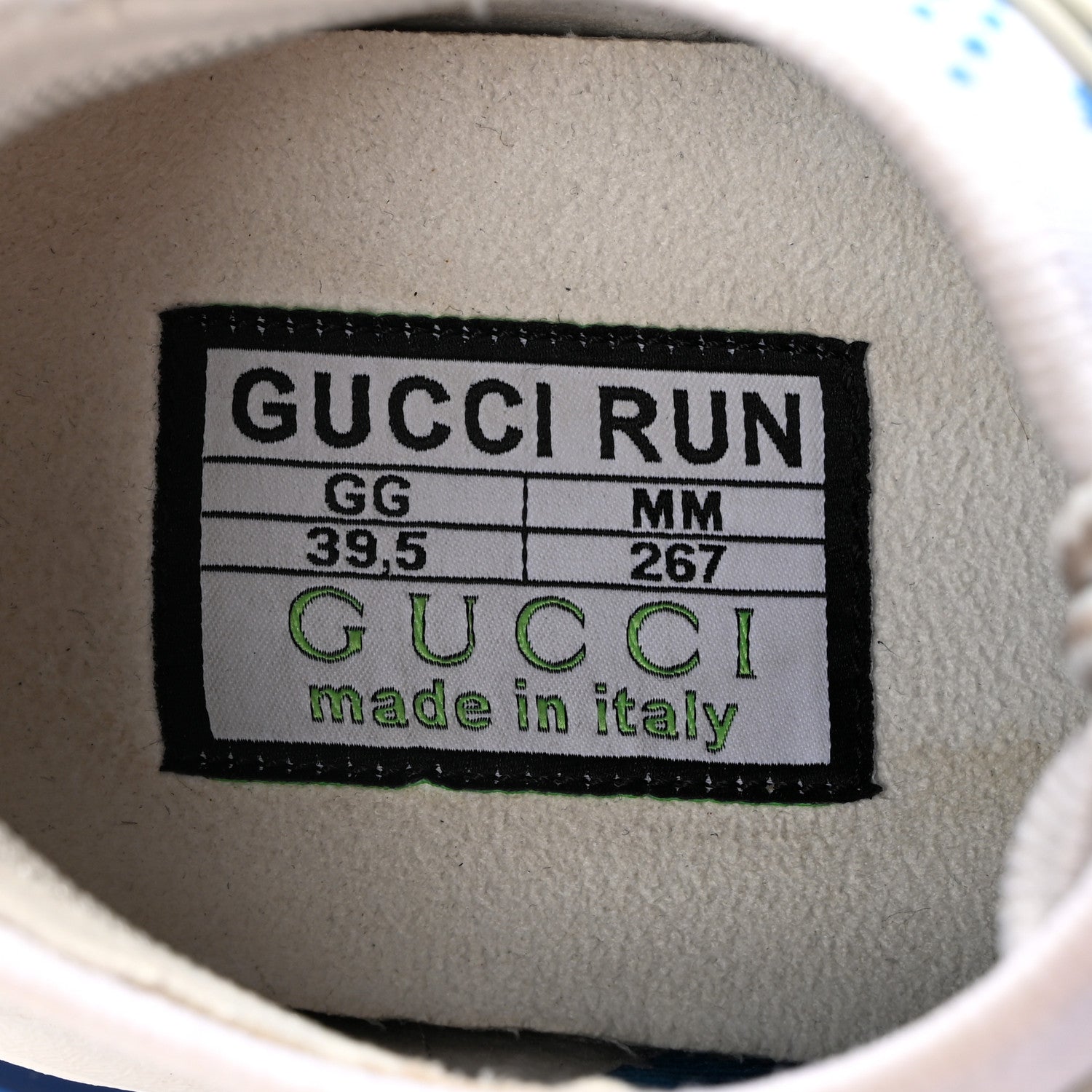 Gucci Technical Knit Fabric Waves GG Monogram Womens Gucci Run Sneakers 39.5 Great White Bright Splash Thunder Grey Sky 7 of 12
