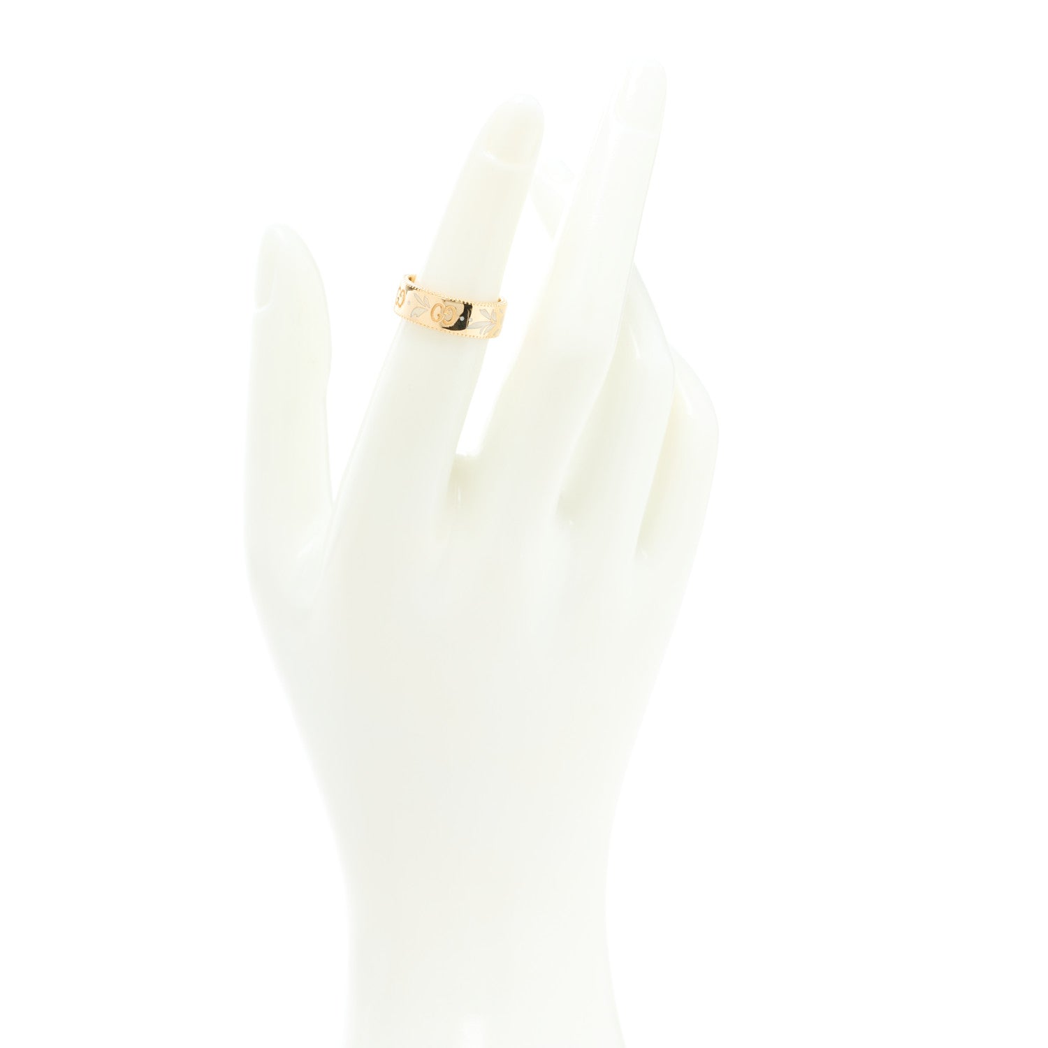 Gucci 18K Yellow Gold Enamel 6mm Icon Blooms Ring 49 4.75 2 of 5