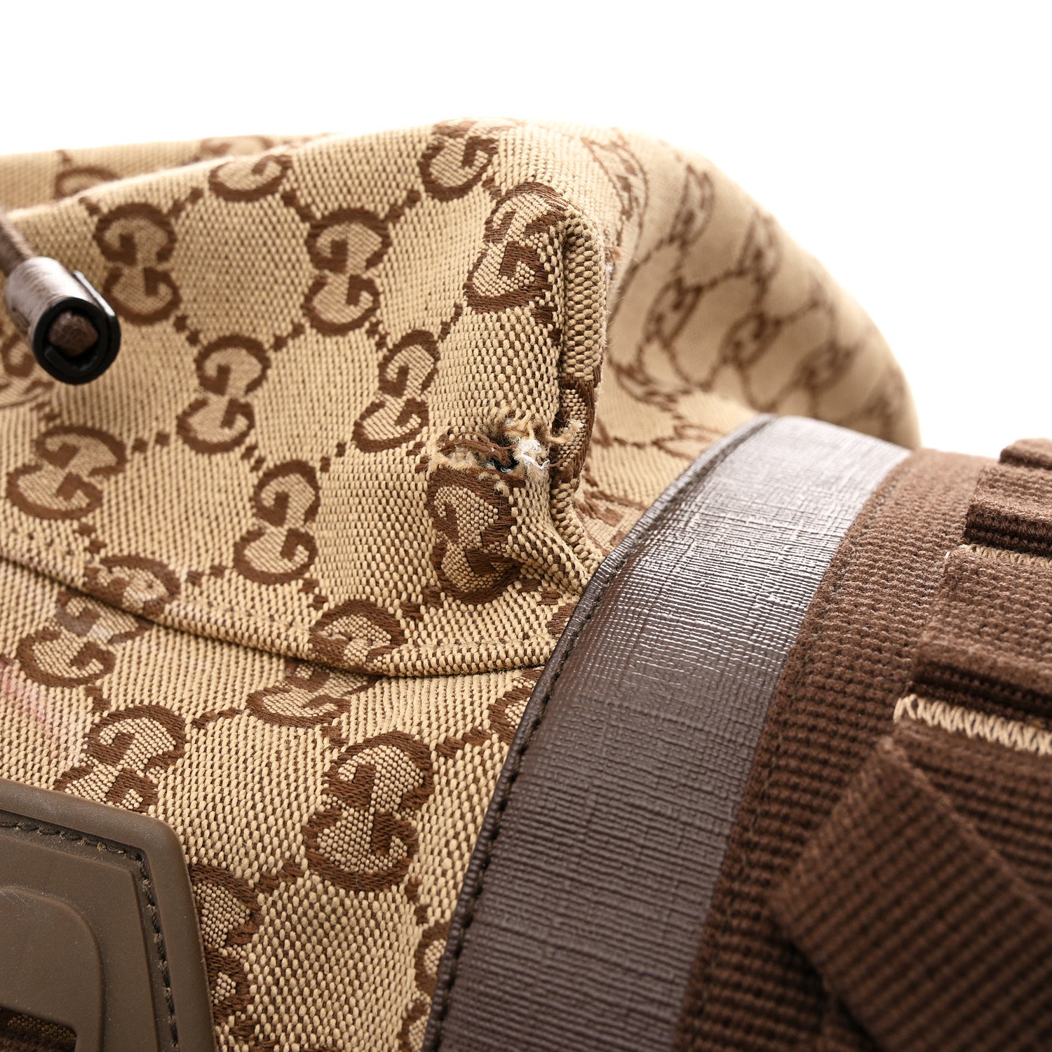 Gucci Monogram Script Logo Large Double Pocket Backpack Beige Ebony Multicolor 11 of 13