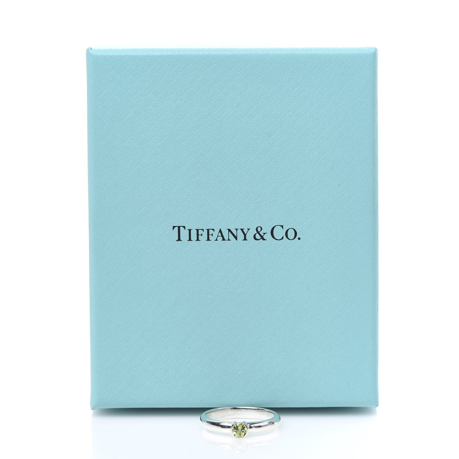 Tiffany Sterling Silver Peridot Stacking Ring 56 7.5 5 of 5