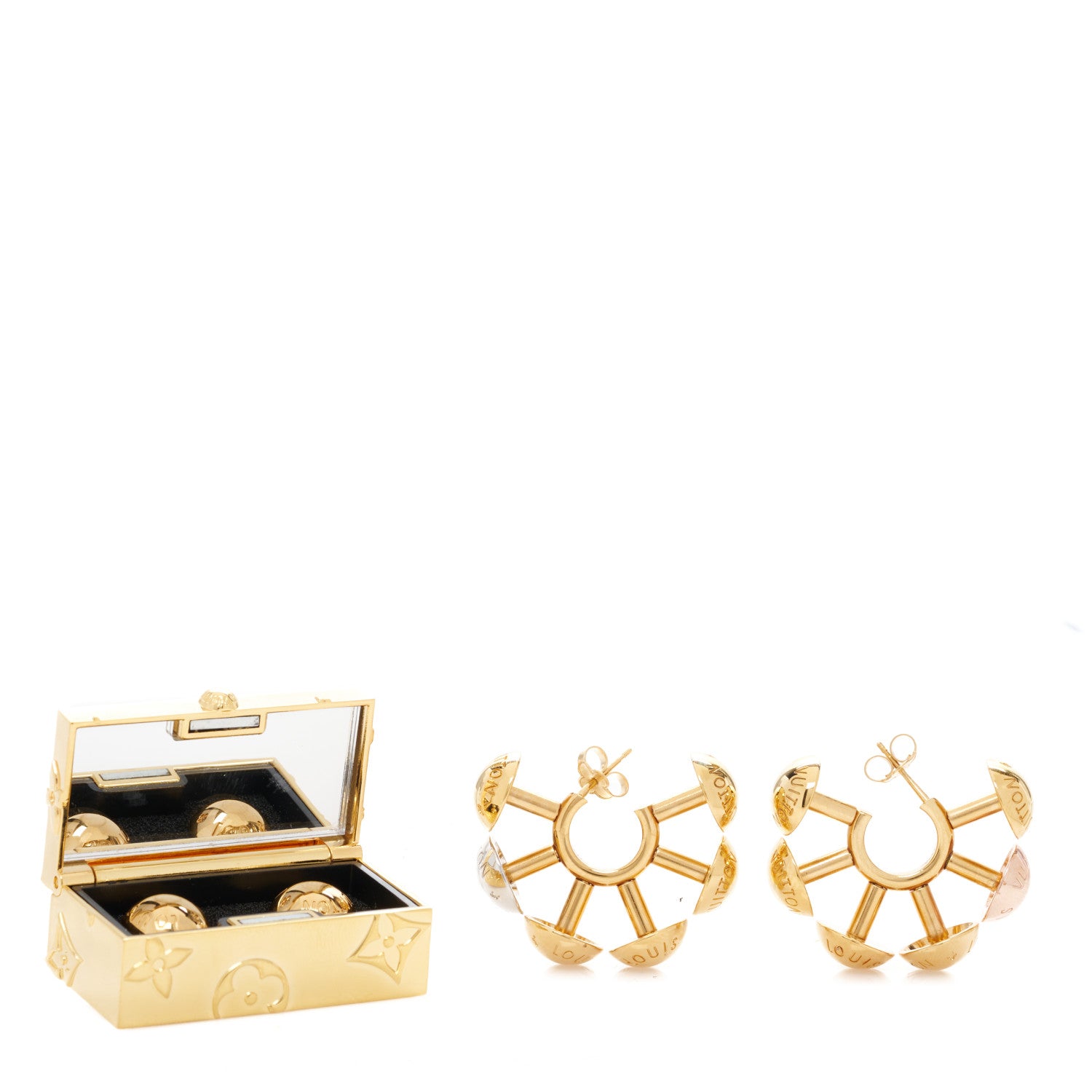 Louis Vuitton Studdy Hoop Earrings MM Gold Pink Silver 6 of 9