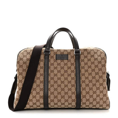 Gucci Monogram Dollar Calfskin Boston Duffle Bag Beige Ebony Testa di Moro Marrone Scuro 1 of 12