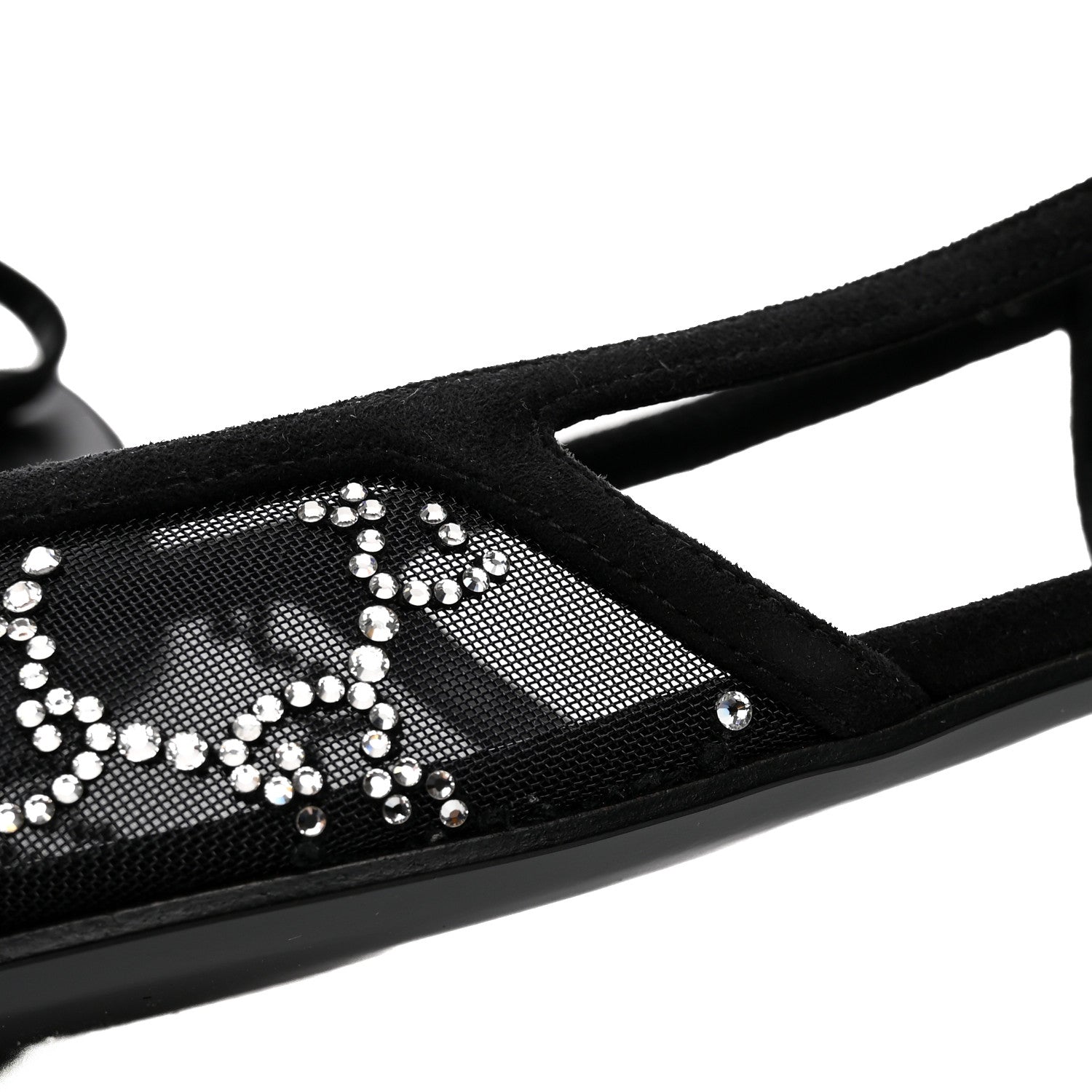 Gucci Tela Retino Kid Scamosciato Crystal GG Monogram Square Demi Ballet Flats  39.5 Black 11 of 12