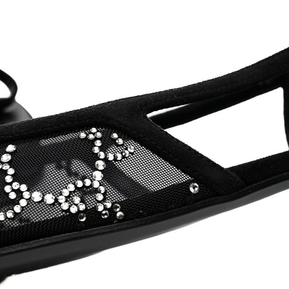 Gucci Tela Retino Kid Scamosciato Crystal GG Monogram Square Demi Ballet Flats  39.5 Black 11 of 12