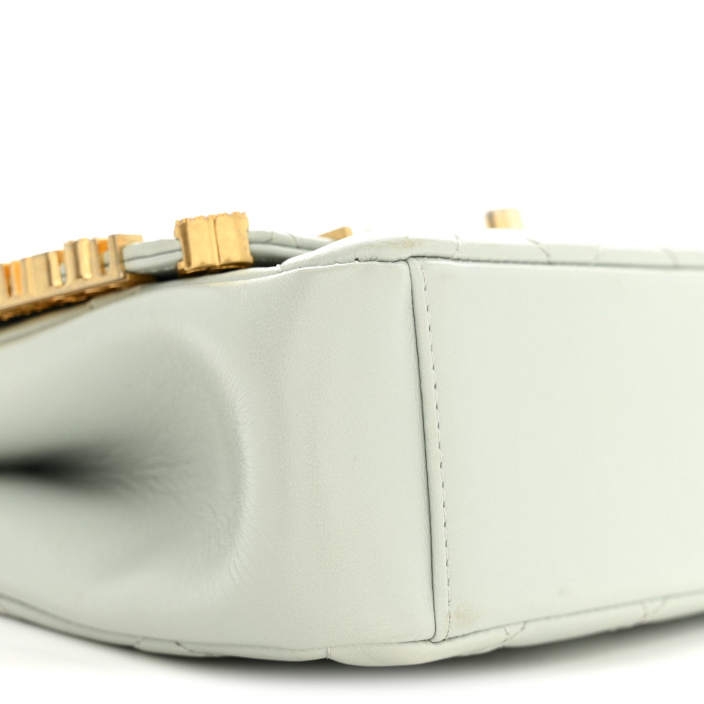 Lambskin Enamel Strass Quilted Mini Paris Monaco Flap Light Grey