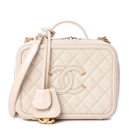 Chanel Caviar Quilted Medium CC Filigree Vanity Case Light Beige 1 of 10