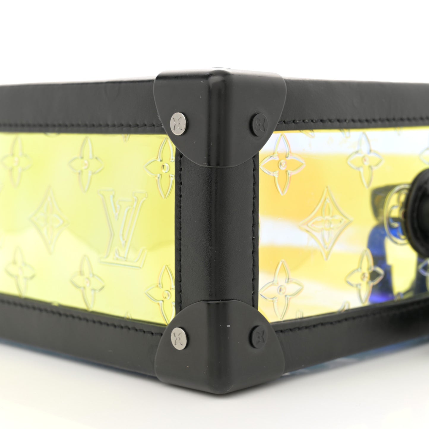 Calfskin PVC Monogram Solar Ray Soft Trunk Iridescent Prism Black