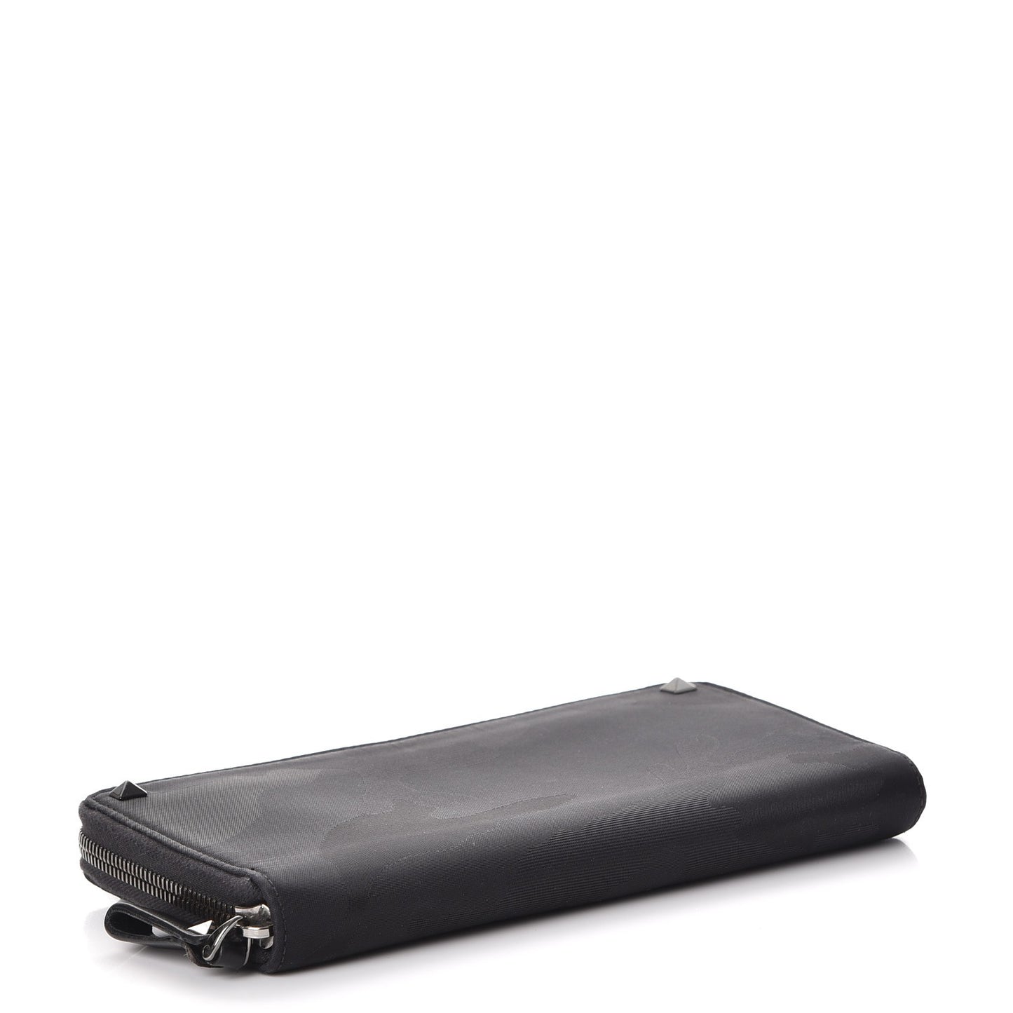 Nylon Camouflage Rockstud Zip Around Wallet Black