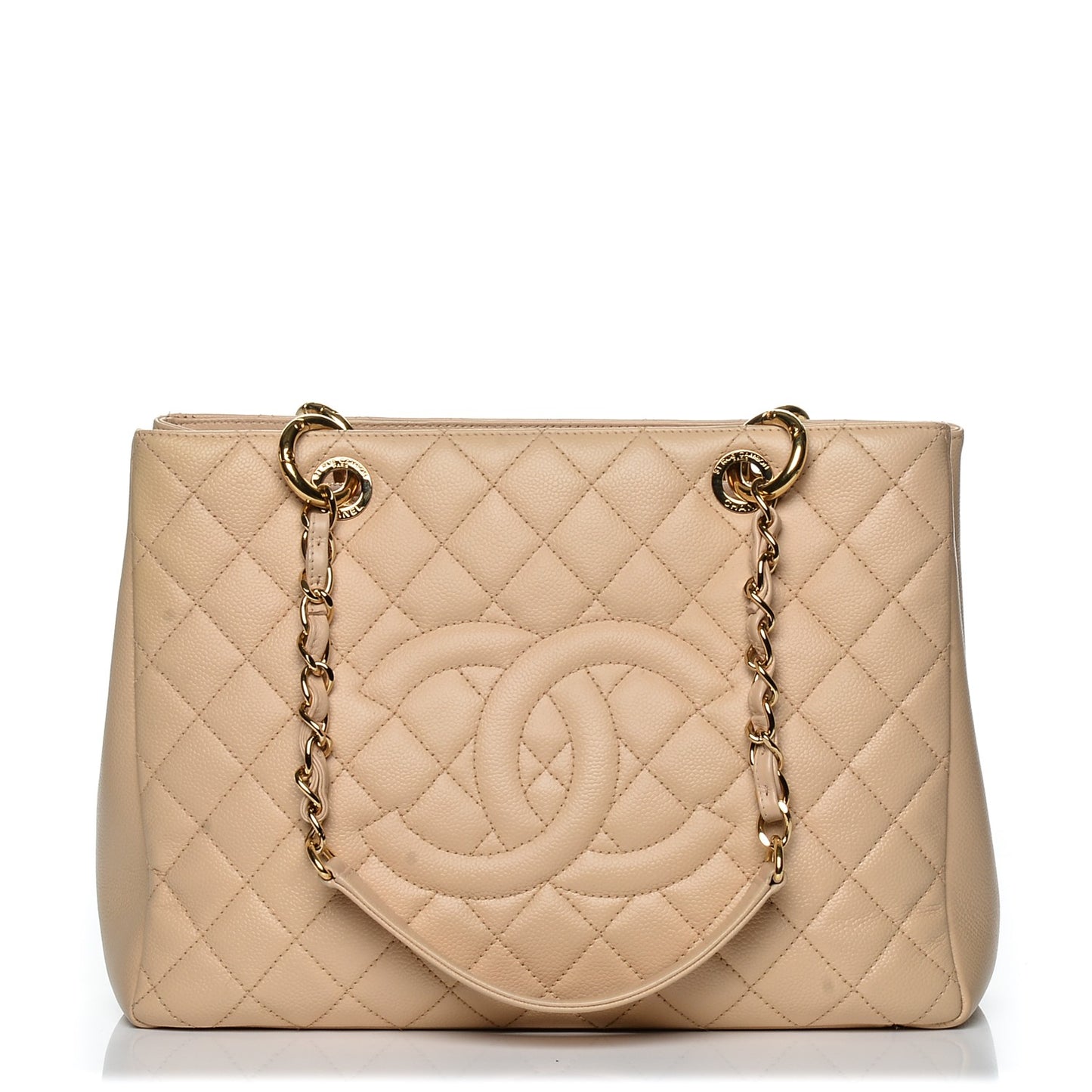 Caviar Quilted Grand Shopping Tote GST Beige Clair