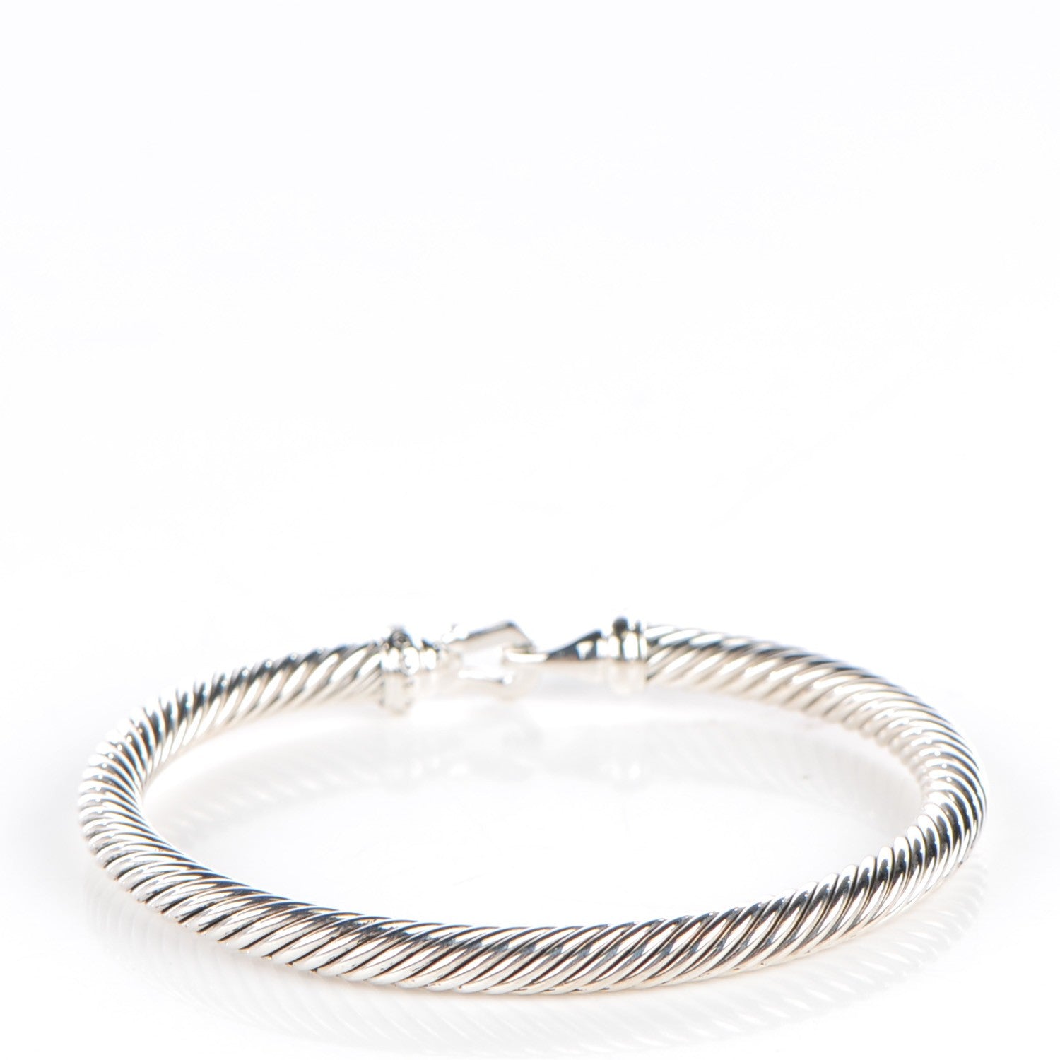 David Yurman Sterling Silver Diamond 5mm Cable Buckle Bracelet 3 of 5