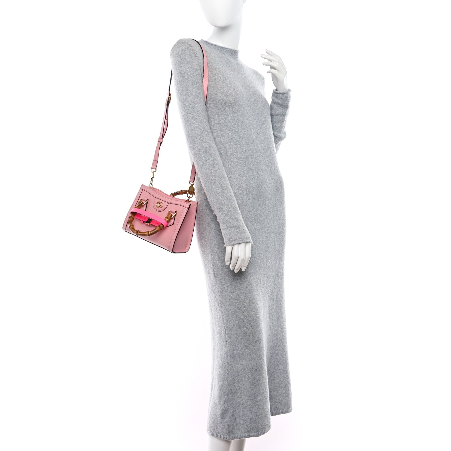 Gucci Wonka Grain Calfskin Mini Diana Tote Bag Wild Rose Fuxia Fluo 2 of 10