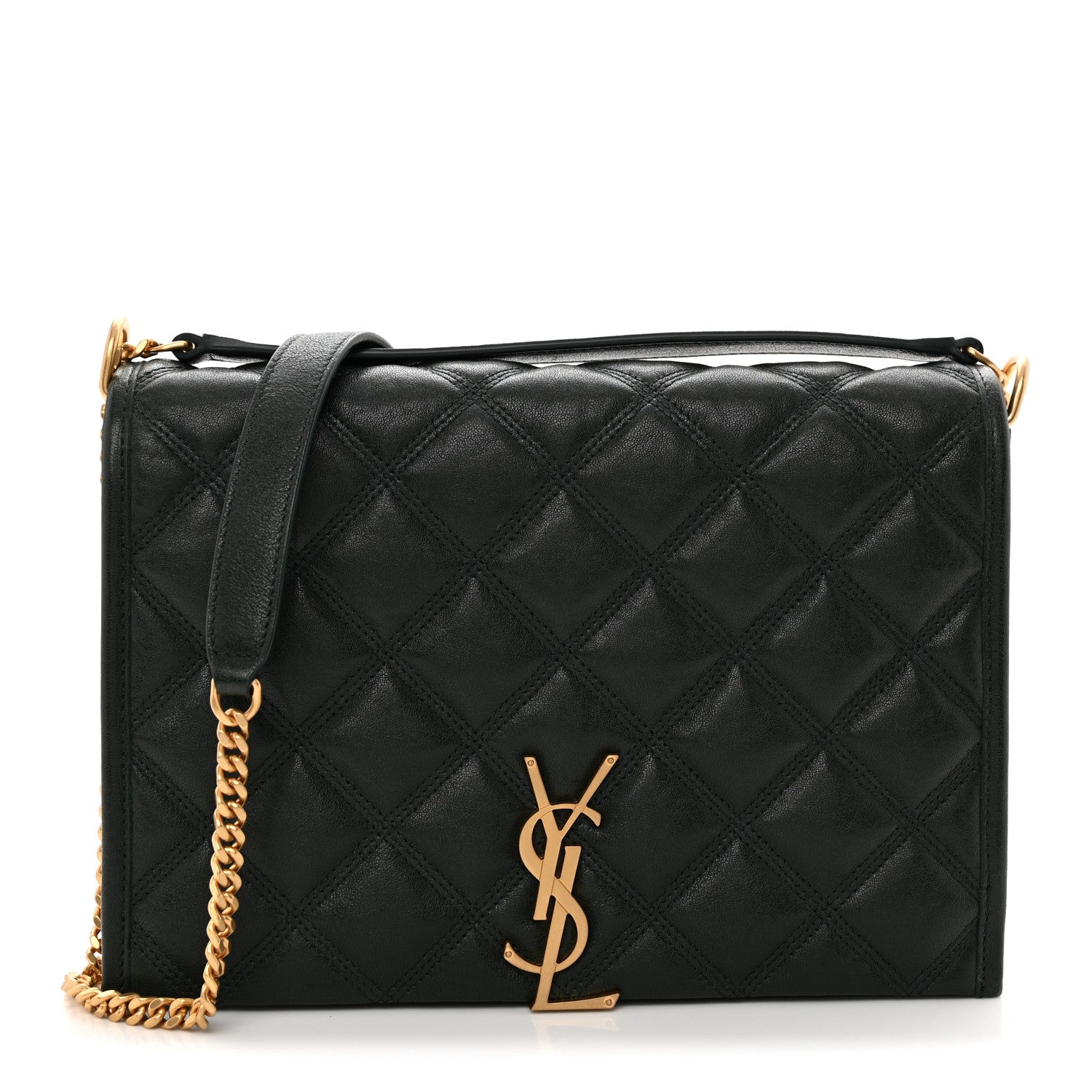 Saint Laurent Lambskin Quilted Mini Becky Chain Bag Vert Fonce 1 of 10