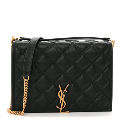 Saint Laurent Lambskin Quilted Mini Becky Chain Bag Vert Fonce 1 of 10