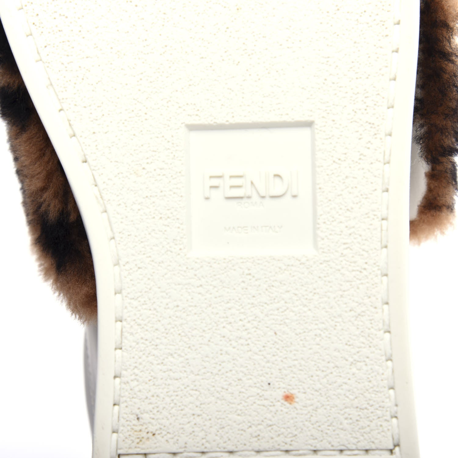 Fendi Vitello Shearling FF Velcro Slip On Sneakers 36 White 9 of 10