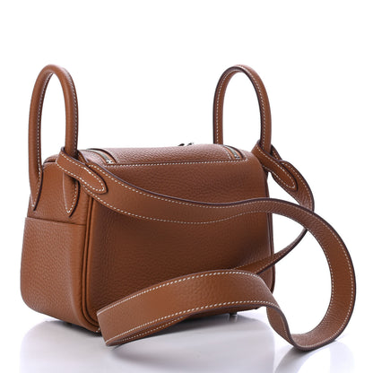 Hermes Taurillon Clemence Mini Lindy 20 Gold 2 of 4