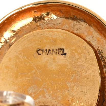 Chanel Metal Round Cambon Resin Clip On Earrings Gold Turquoise 8 of 8