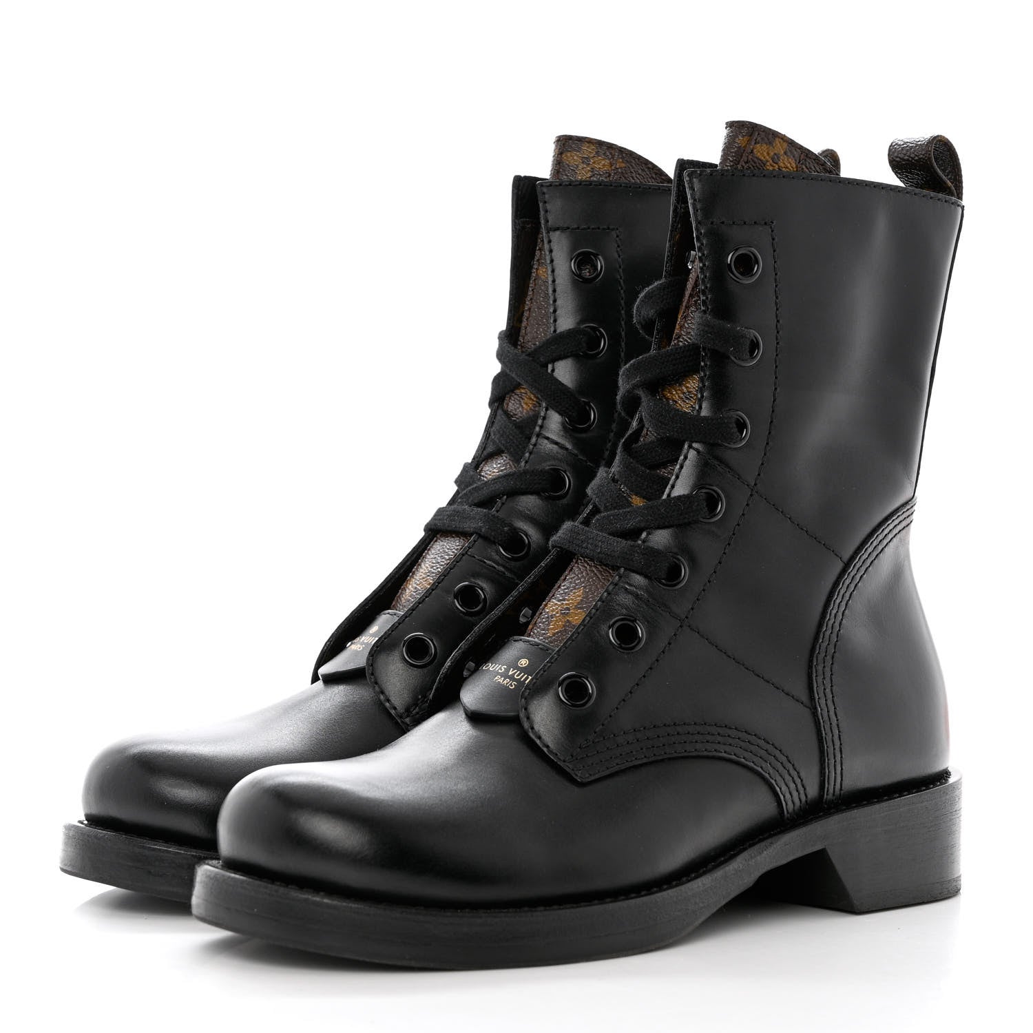 Louis Vuitton Calfskin Monogram Metropolis Flat Ranger Boots 39 Black 3 of 8