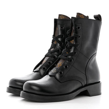 Louis Vuitton Calfskin Monogram Metropolis Flat Ranger Boots 39 Black 3 of 8