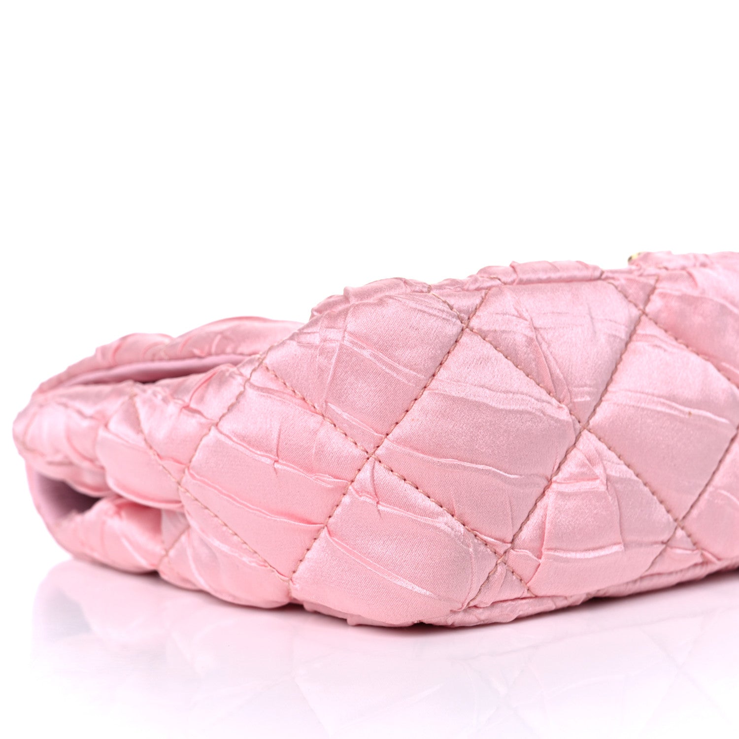 Chanel Satin Quilted Pleated Medium Single Flap Pink 8 of 10