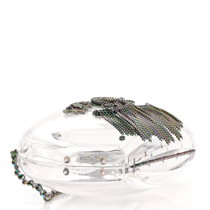 Chanel Plexiglass Iridescent Chain Fringe CC Clutch Clear 4 of 9