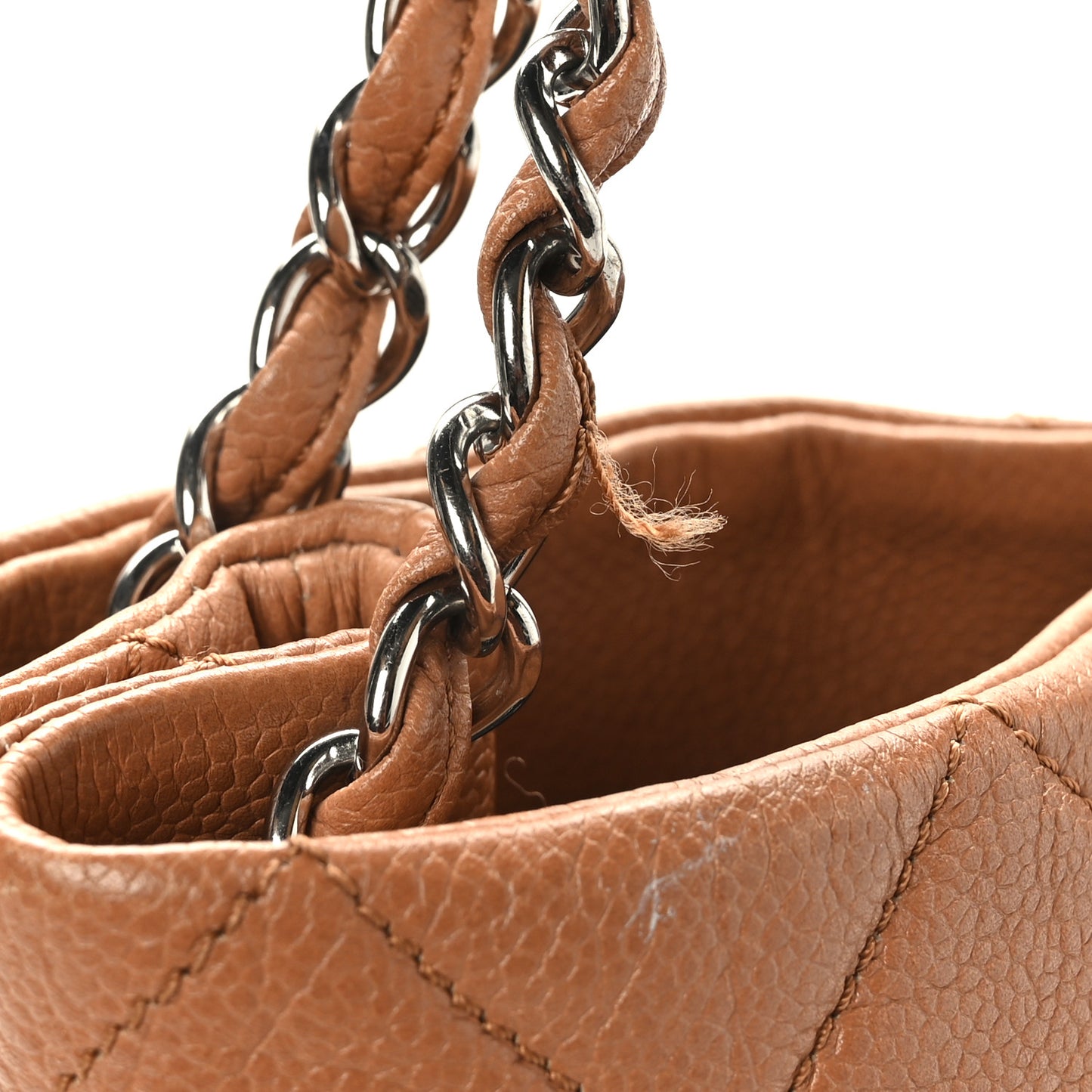 Caviar Quilted Expandable Zip Shoulder Bag Brown