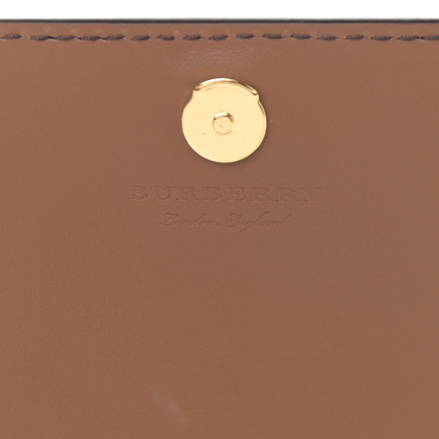 Burberry Grained Calfskin House Check Tartan Mix Hampshire Wallet On Chain Tan 6 of 10