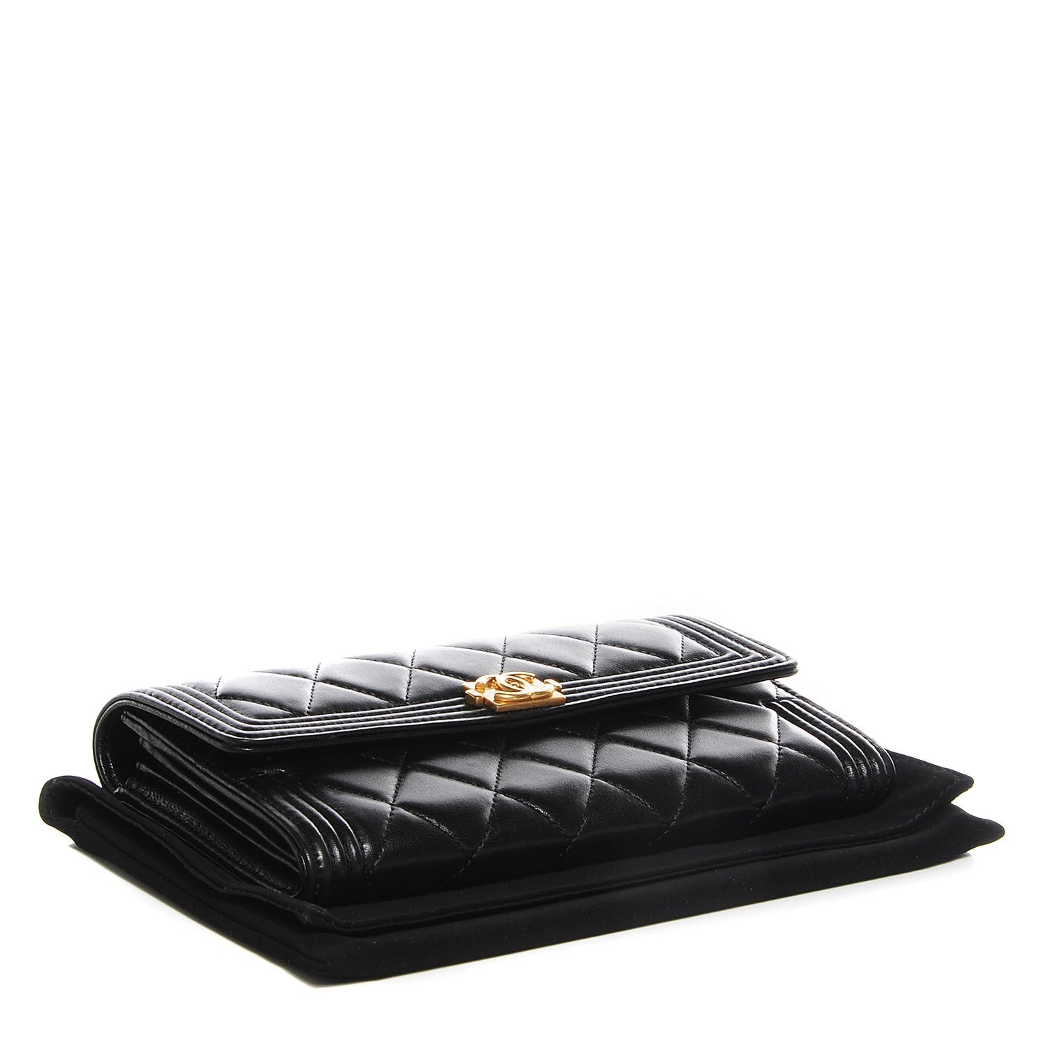 Chanel Lambskin Quilted Boy Flap Wallet Black 4 of 9