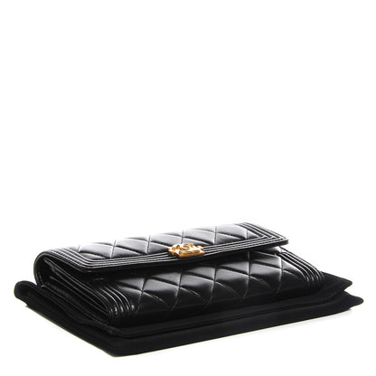 Chanel Lambskin Quilted Boy Flap Wallet Black 4 of 9