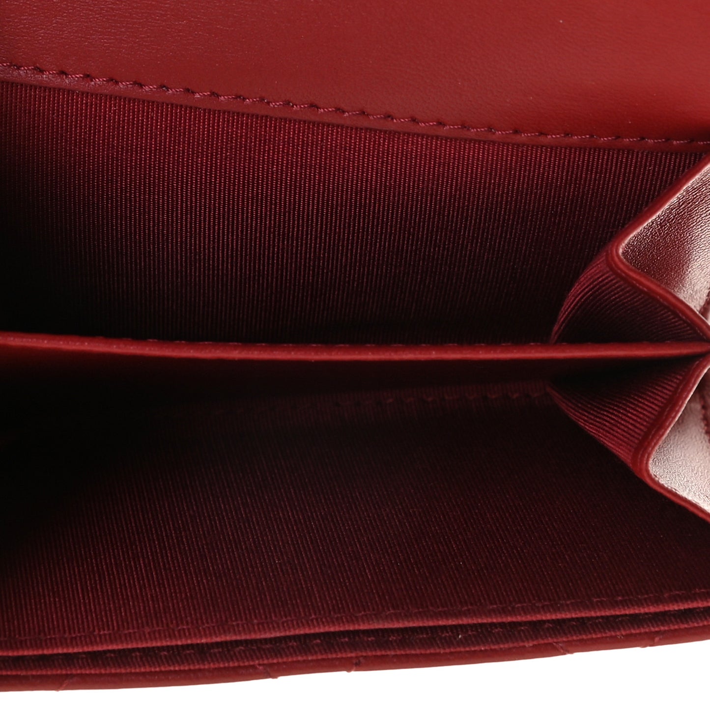 Lambskin Quilted Enamel Flap Card Holder Wallet Red