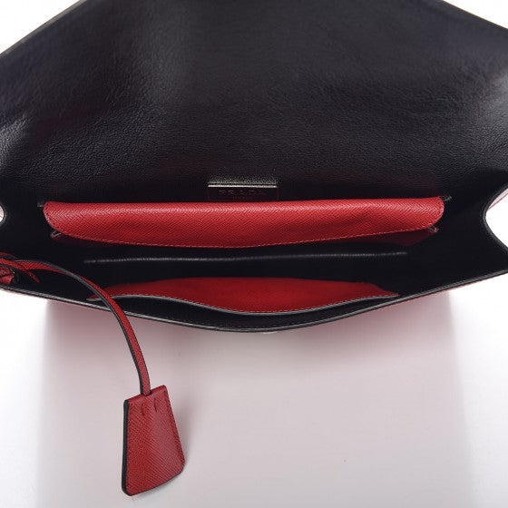 Saffiano Lux Sound Clutch Fuoco