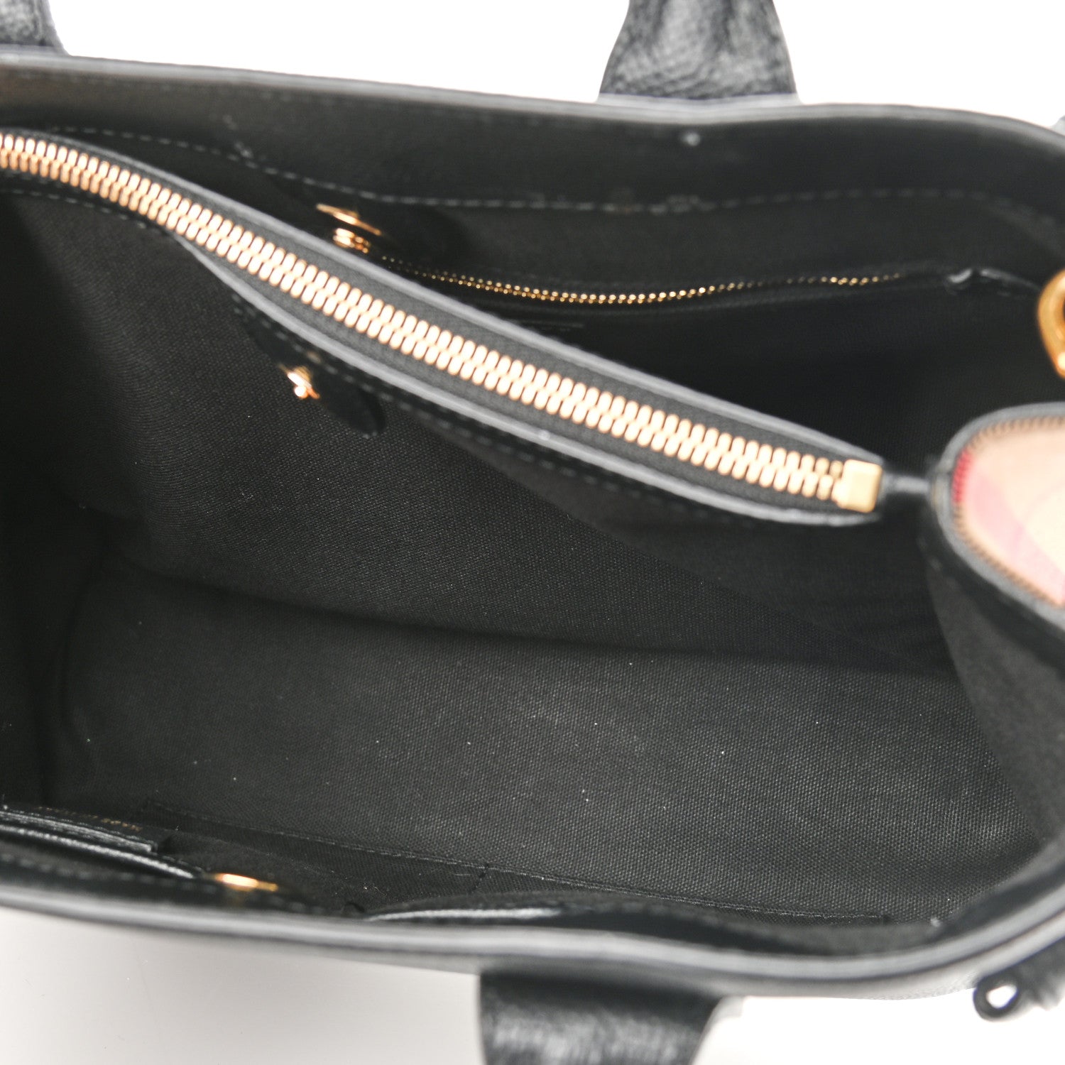 Burberry Grainy Calfskin House Check Medium Banner Tote Black 6 of 17