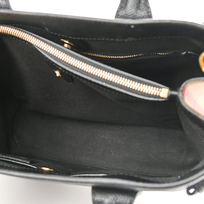 Burberry Grainy Calfskin House Check Medium Banner Tote Black 6 of 17
