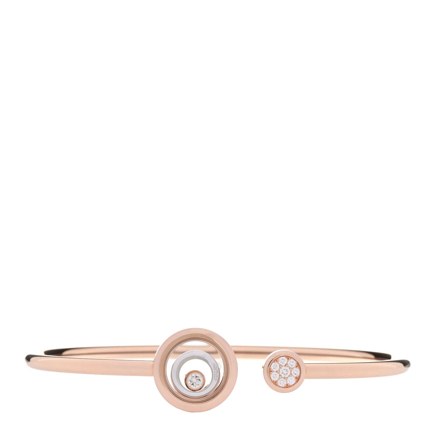Chopard 18K Rose White Gold Diamond Happy Spirit Bangle Bracelet 1 of 5