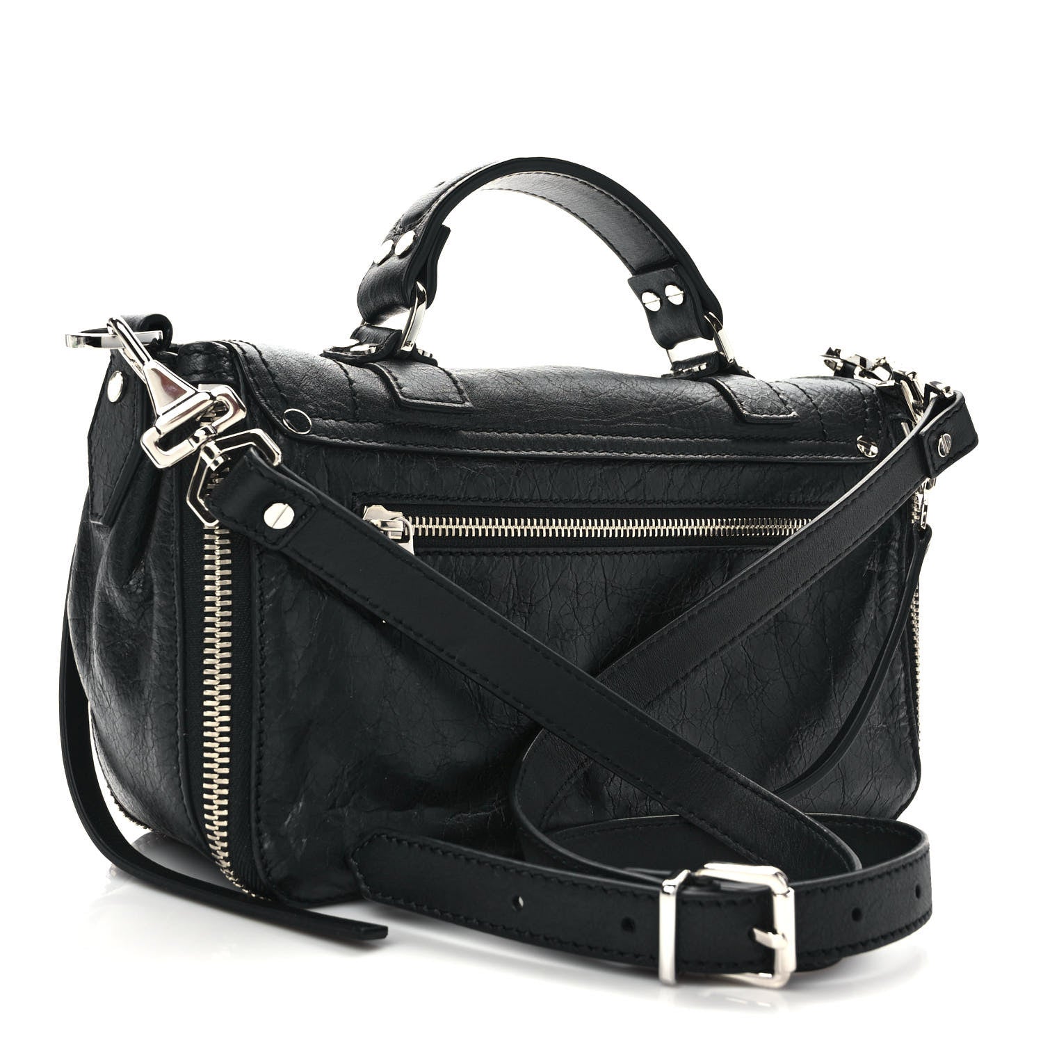 Proenza Schouler Lambskin Small PS1 Plus Zip Satchel Black 3 of 10