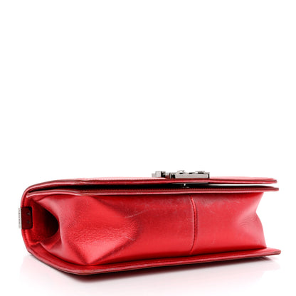 Chanel Metallic Patent Calfskin Quilted Medium Boy Flap Red 4 of 12