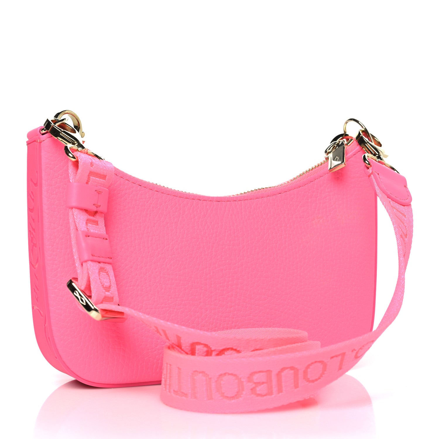 Christian Louboutin CHRISTIAN LOUBOUTIN Calfskin Mini Loubila Chain Shoulder Bag Fluo Pink 3 of 9