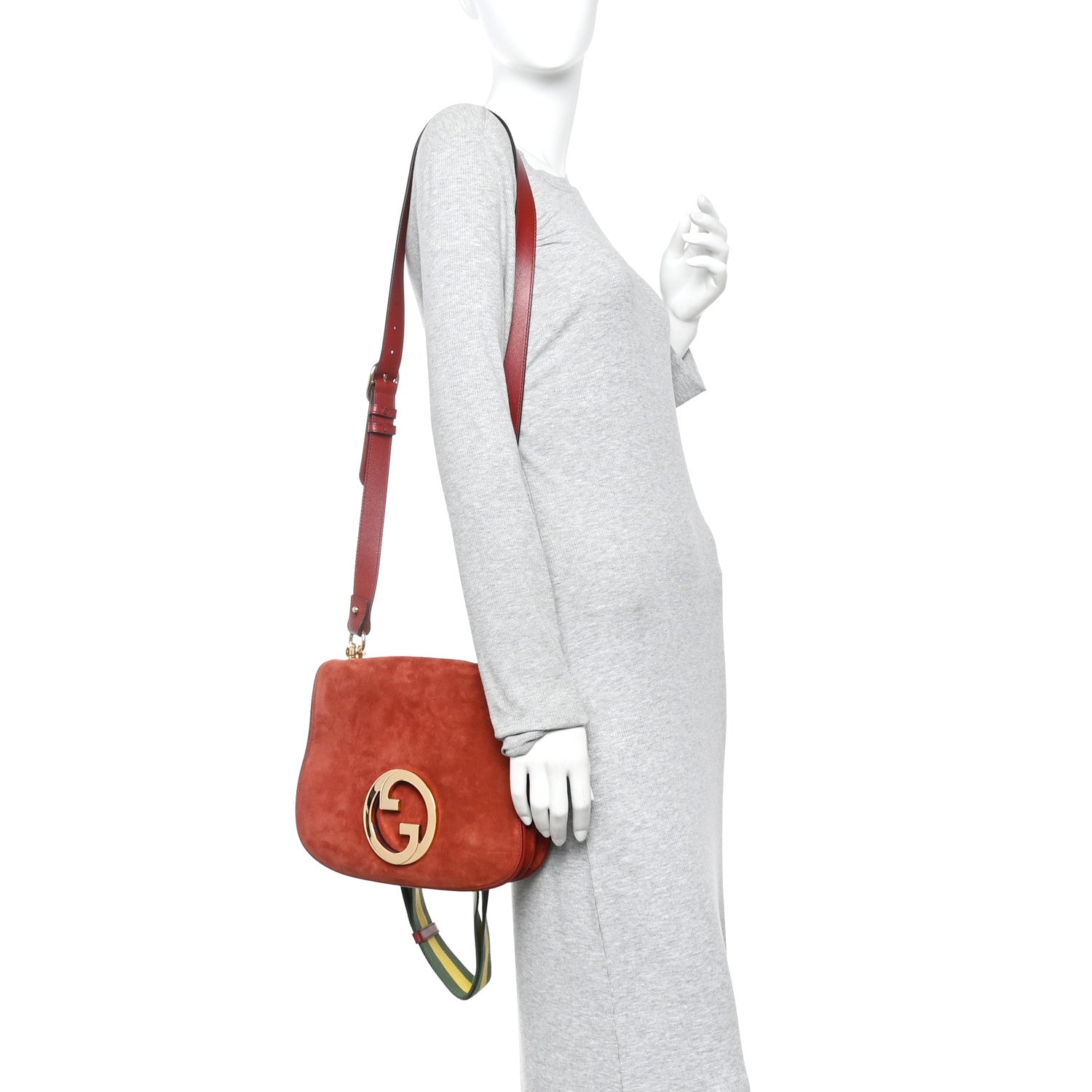 Gucci Suede Talco Roxy Calfskin Web Medium Blondie Shoulder Flap Bag Blondie Red 2 of 10