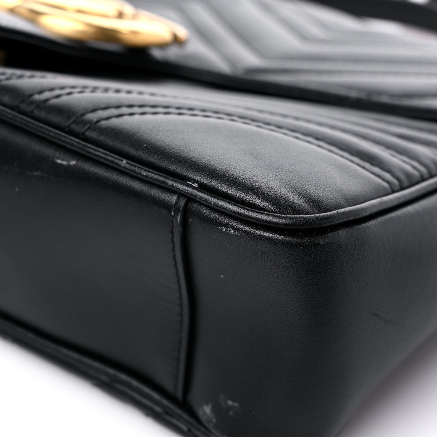 Gucci Calfskin Matelasse Medium GG Marmont Shoulder Bag Black 10 of 15