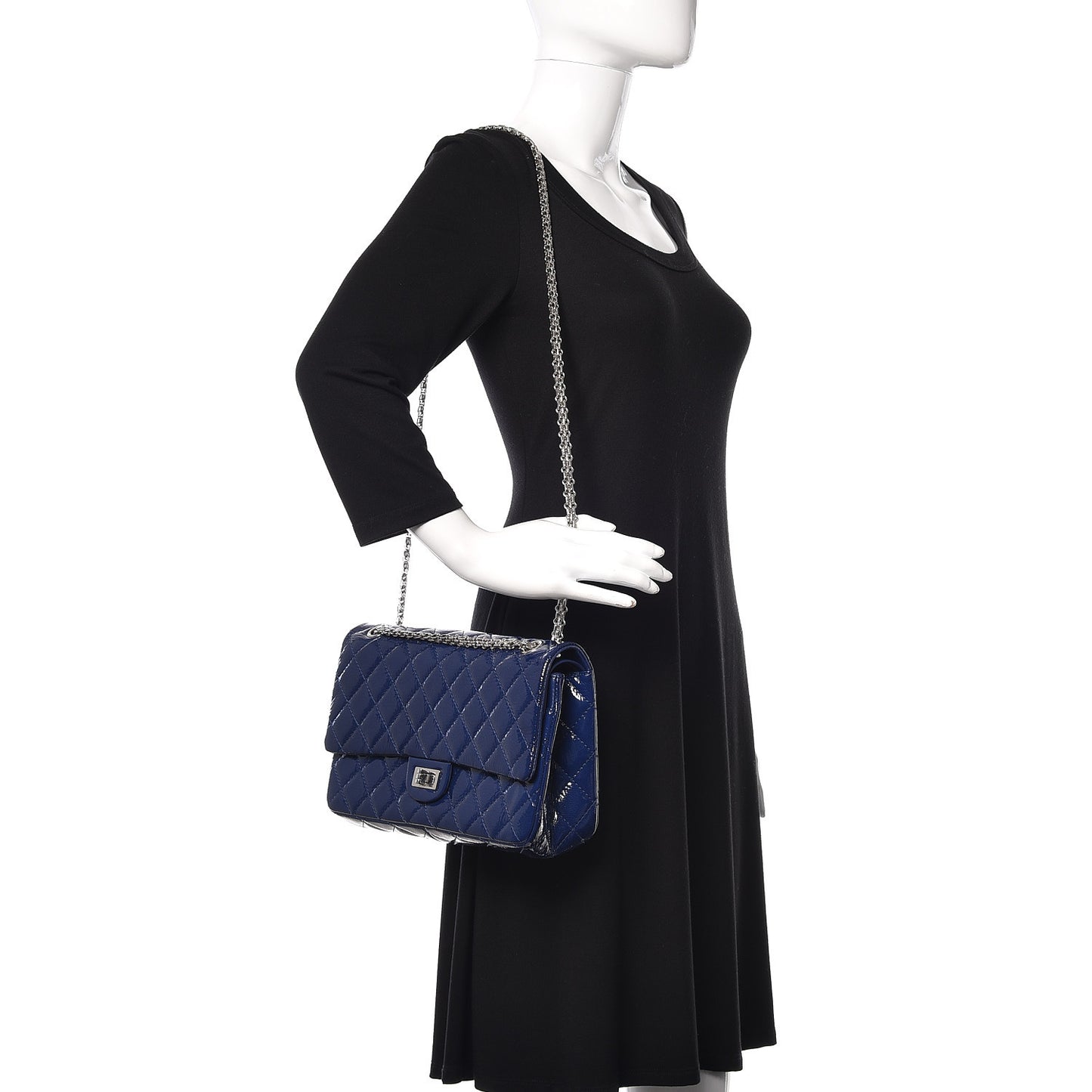 Patent Quilted 2.55 Reissue 226 Flap Navy