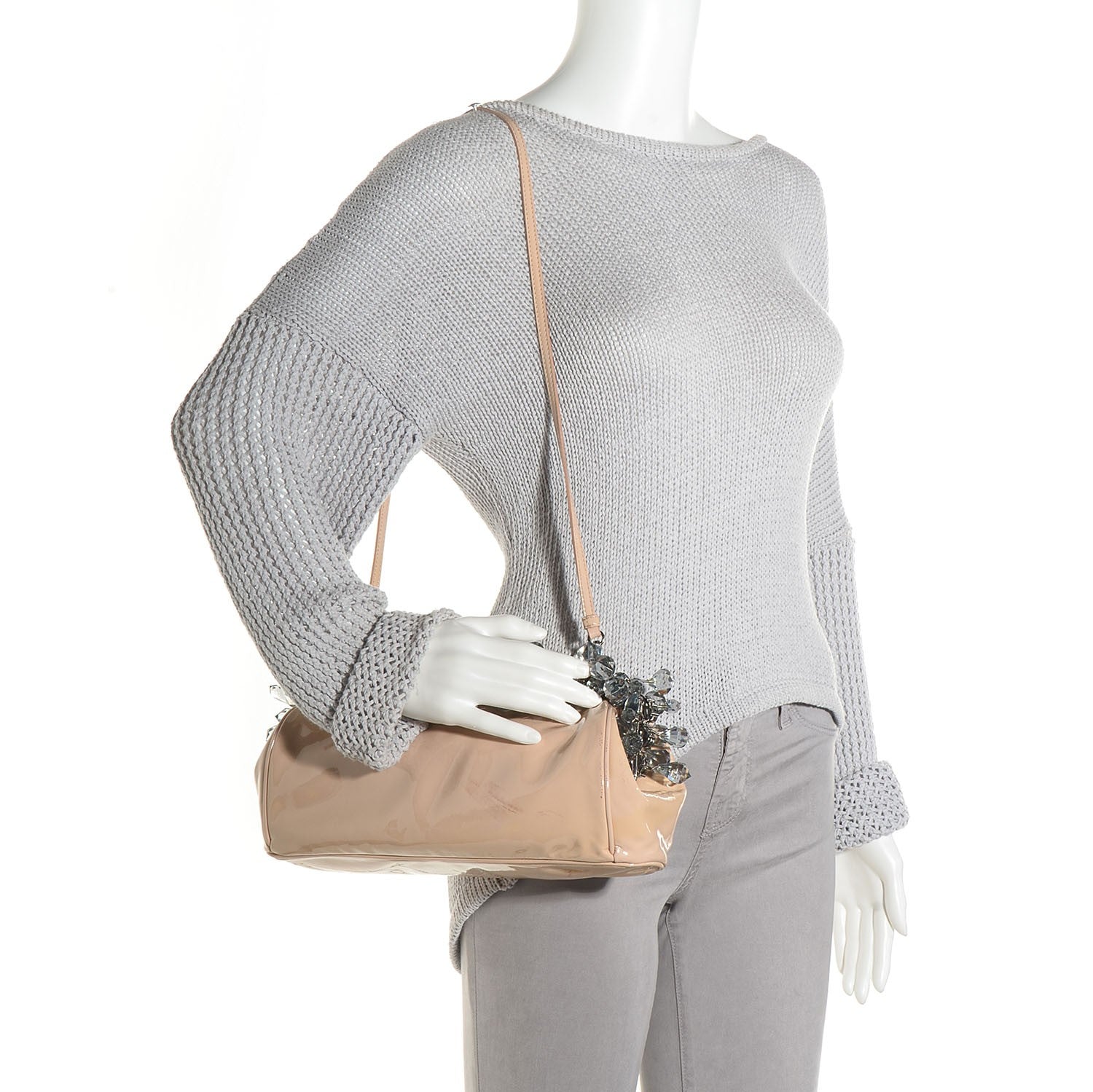 Prada Vernice Crystal Encrusted Clutch Cipria 3 of 10