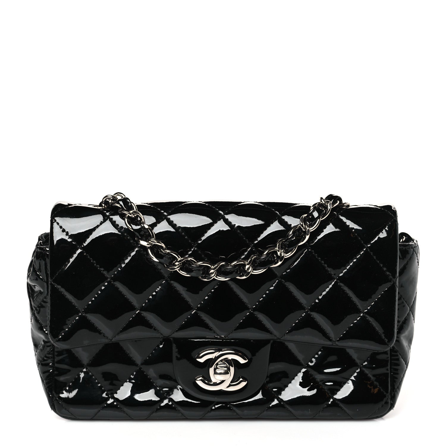 Chanel Patent Calfskin Quilted Mini Rectangular Flap Black 1 of 9