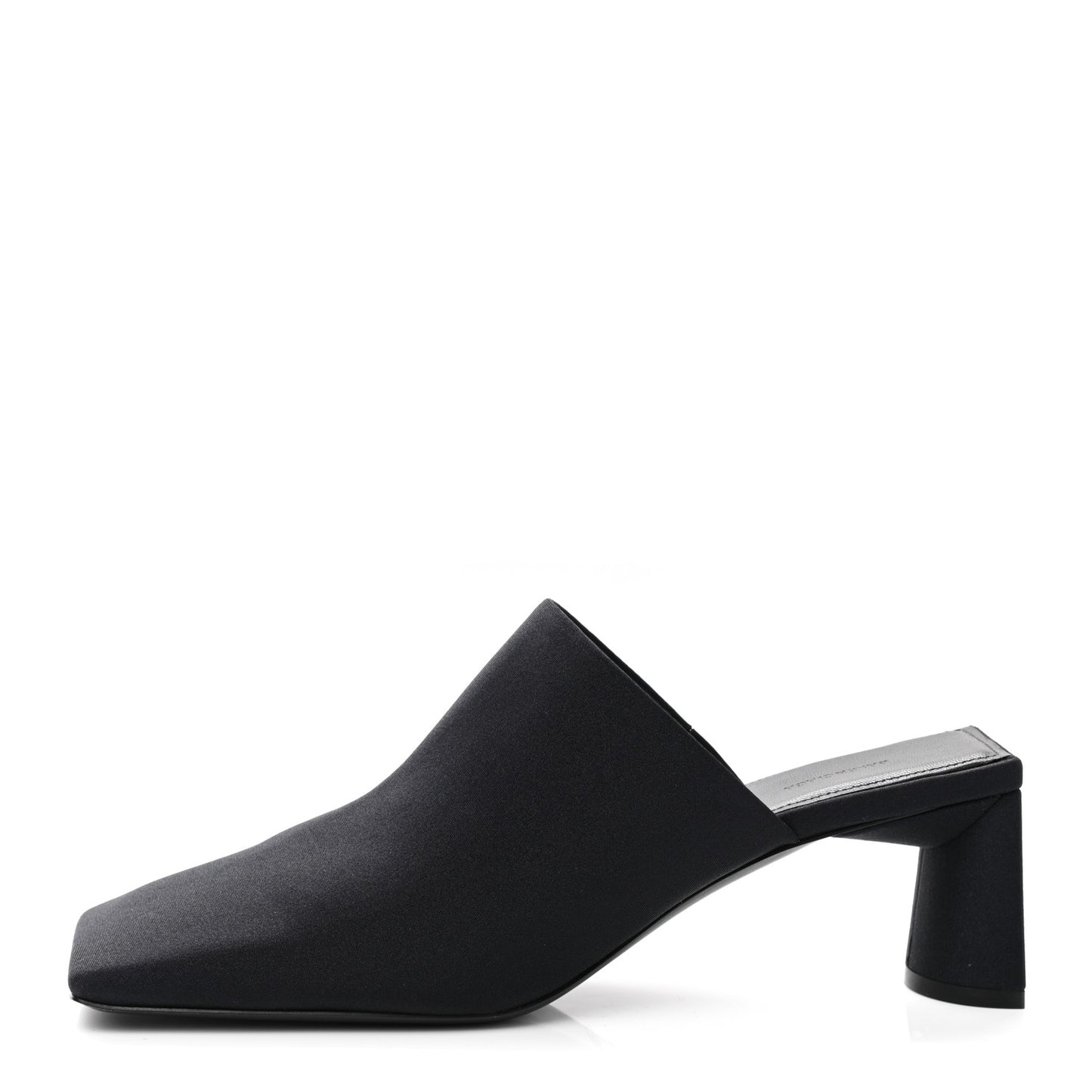Satin Square Mule Heel Sandals 39 Black