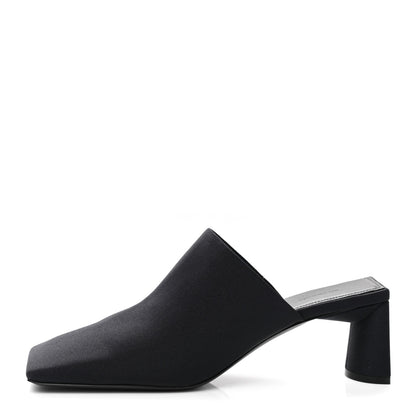 Balenciaga Satin Square Mule Heel Sandals 39 Black 1 of 10