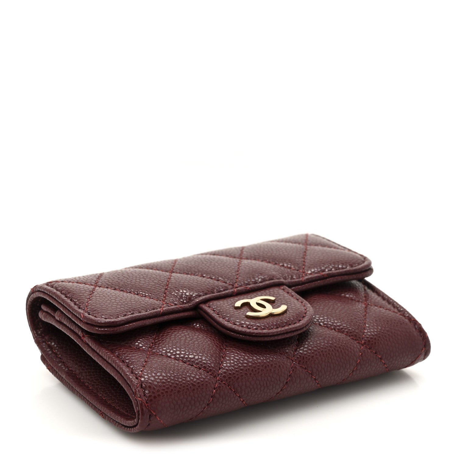 Chanel Caviar Quilted Flap Card Holder Wallet Burgundy 4 of 8