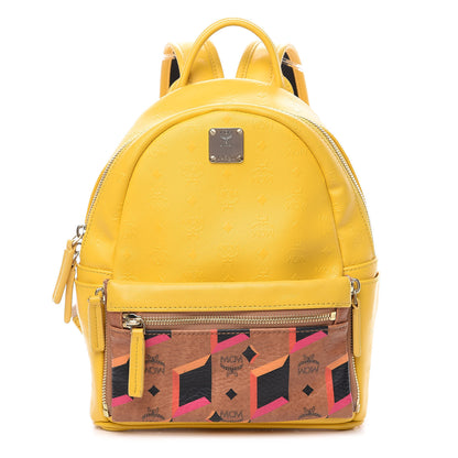 MCM Coated Canvas Diamond Print Mini Backpack Yellow 1 of 11