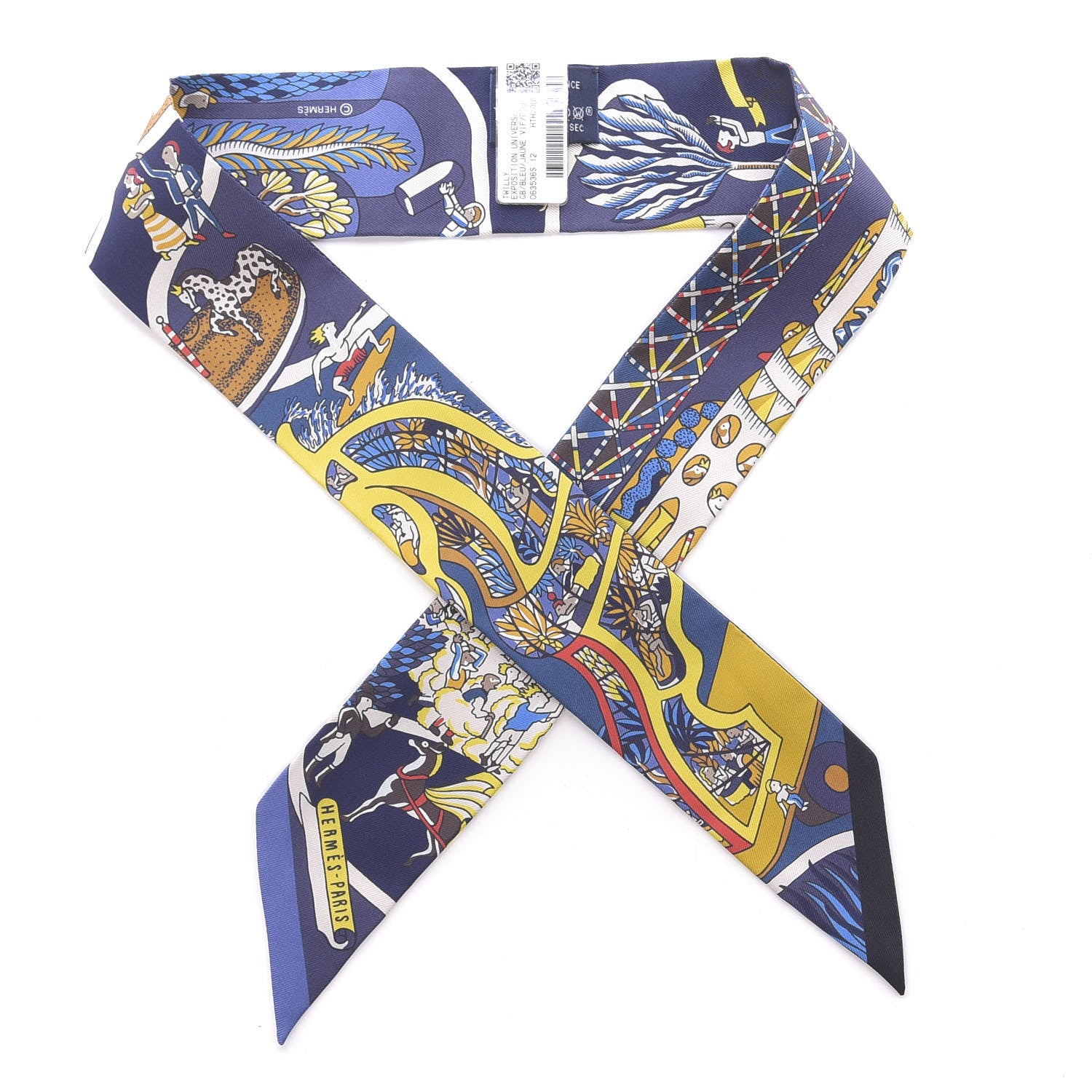 Hermes Silk Exposition Universelle Twilly Bleu Jaune Vif Rouge 1 of 4