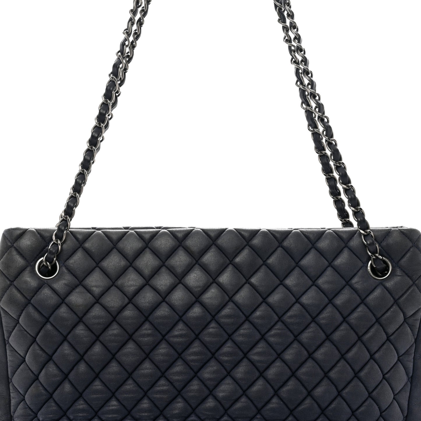 Lambskin Quilted New Bubble North South Tote Navy