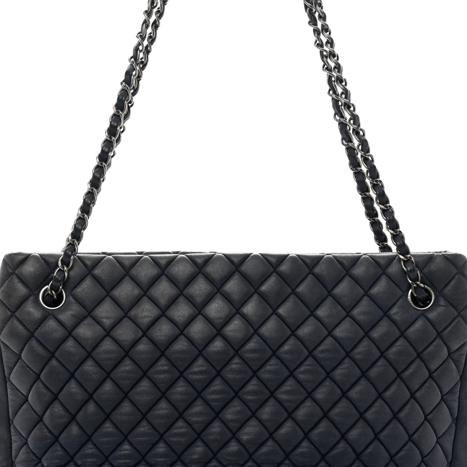 Chanel Lambskin Quilted New Bubble North South Tote Navy 5 of 12