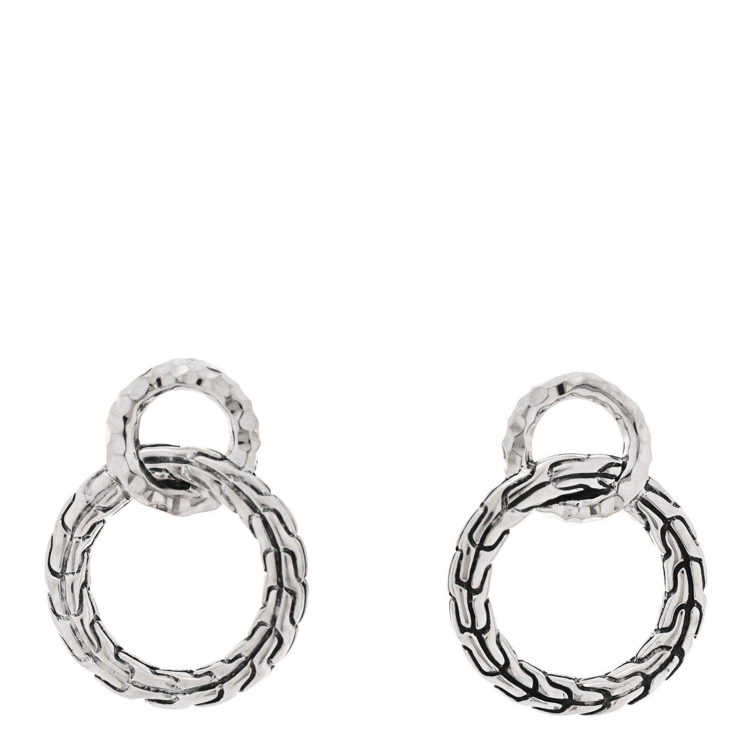 John Hardy Sterling Silver Carved Chain Interlink Stud Earrings 1 of 6